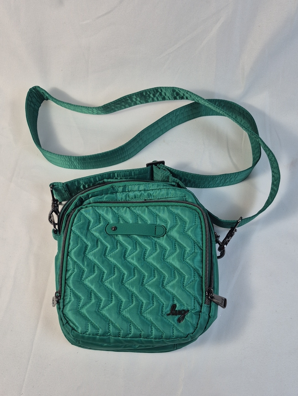 Lug Skeeter Bridge Crossbody Shoulder Bag Pockets Quilted Travel RFID in Green